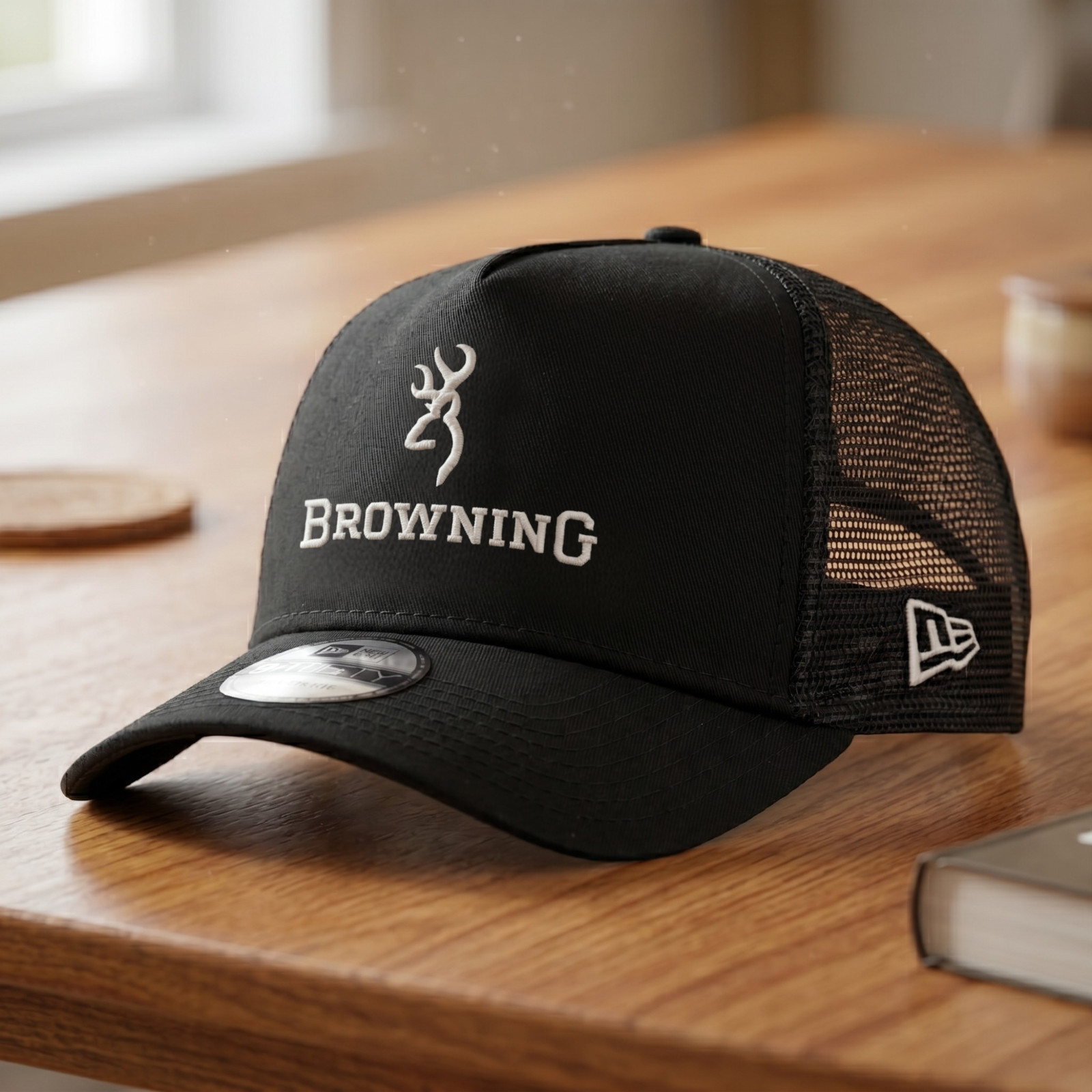 Browning Logo Embroidered Black Trucker Hat Mesh Back Adjustable Snapback Cap