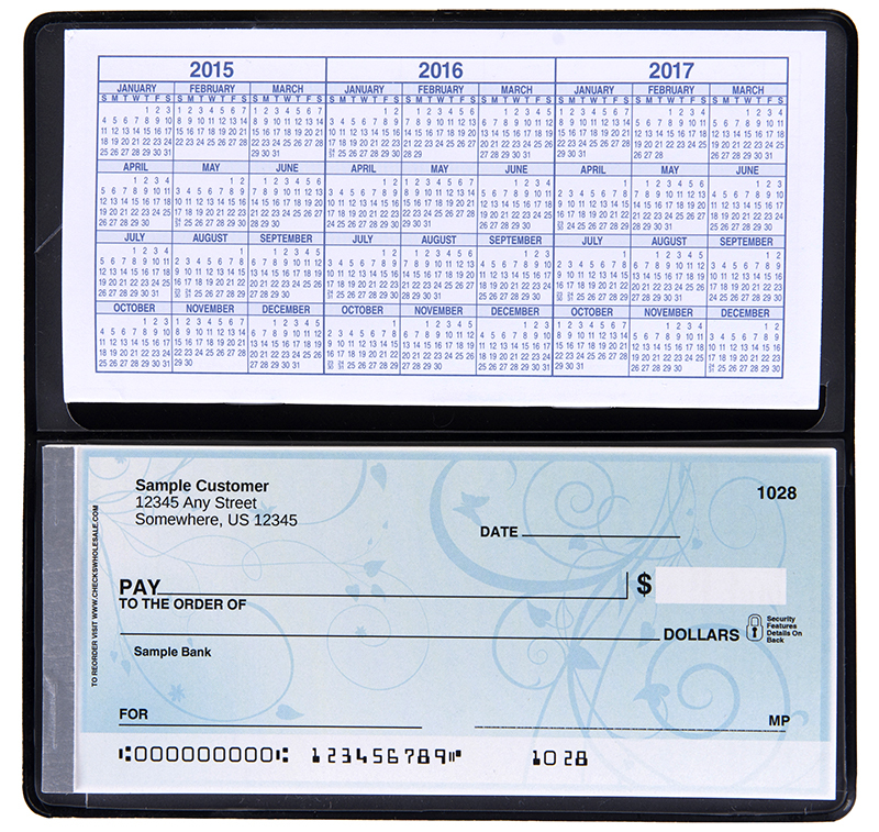 CHECKBOOK COVER VINYL BLACK WITH DUPLICATE FLAP SIDE TEAR BRAND NEW