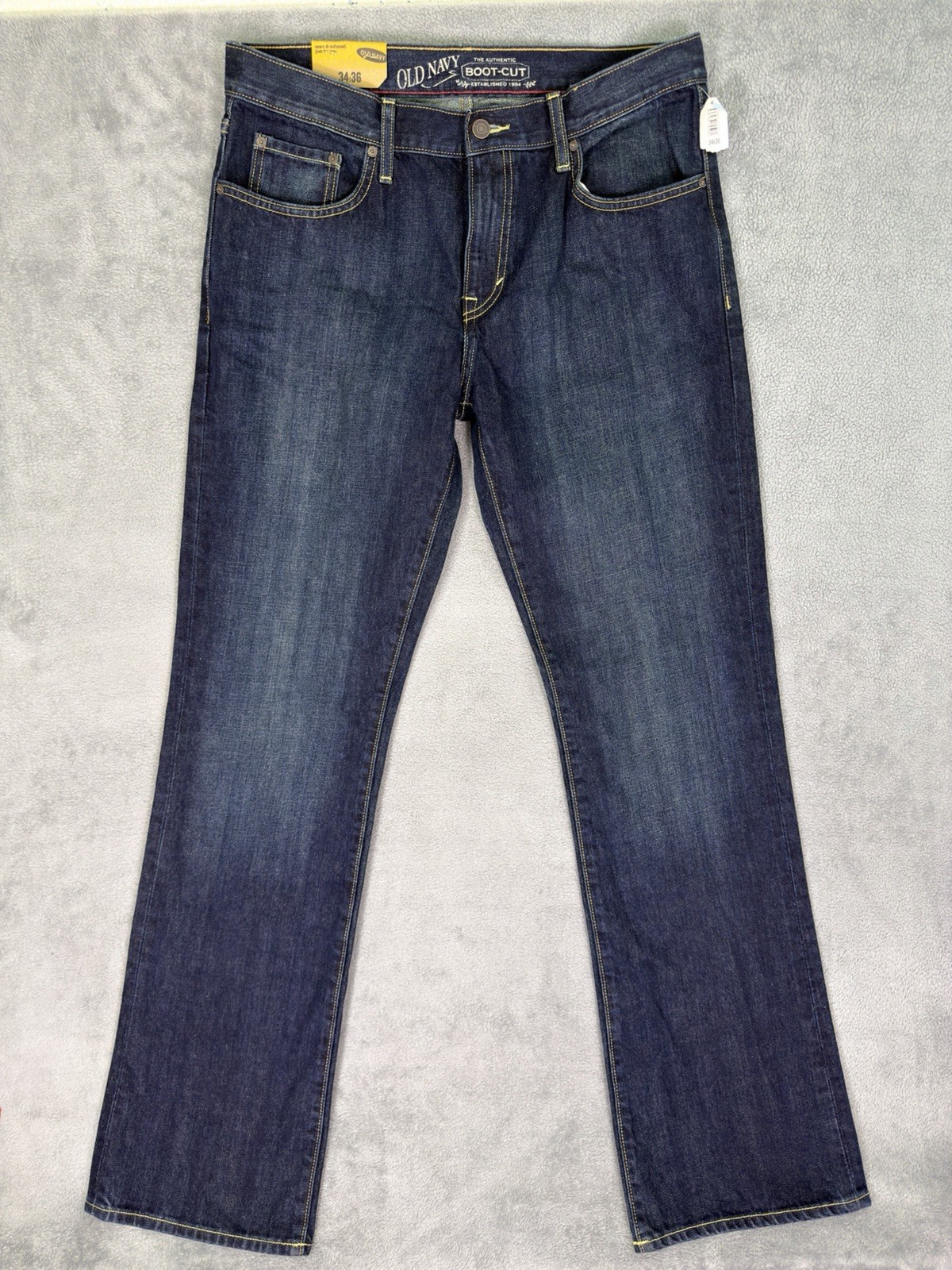 New Old Navy Jeans Mens 34×36 Blue Dark Wash Mid Rise Bootcut Regular Fit