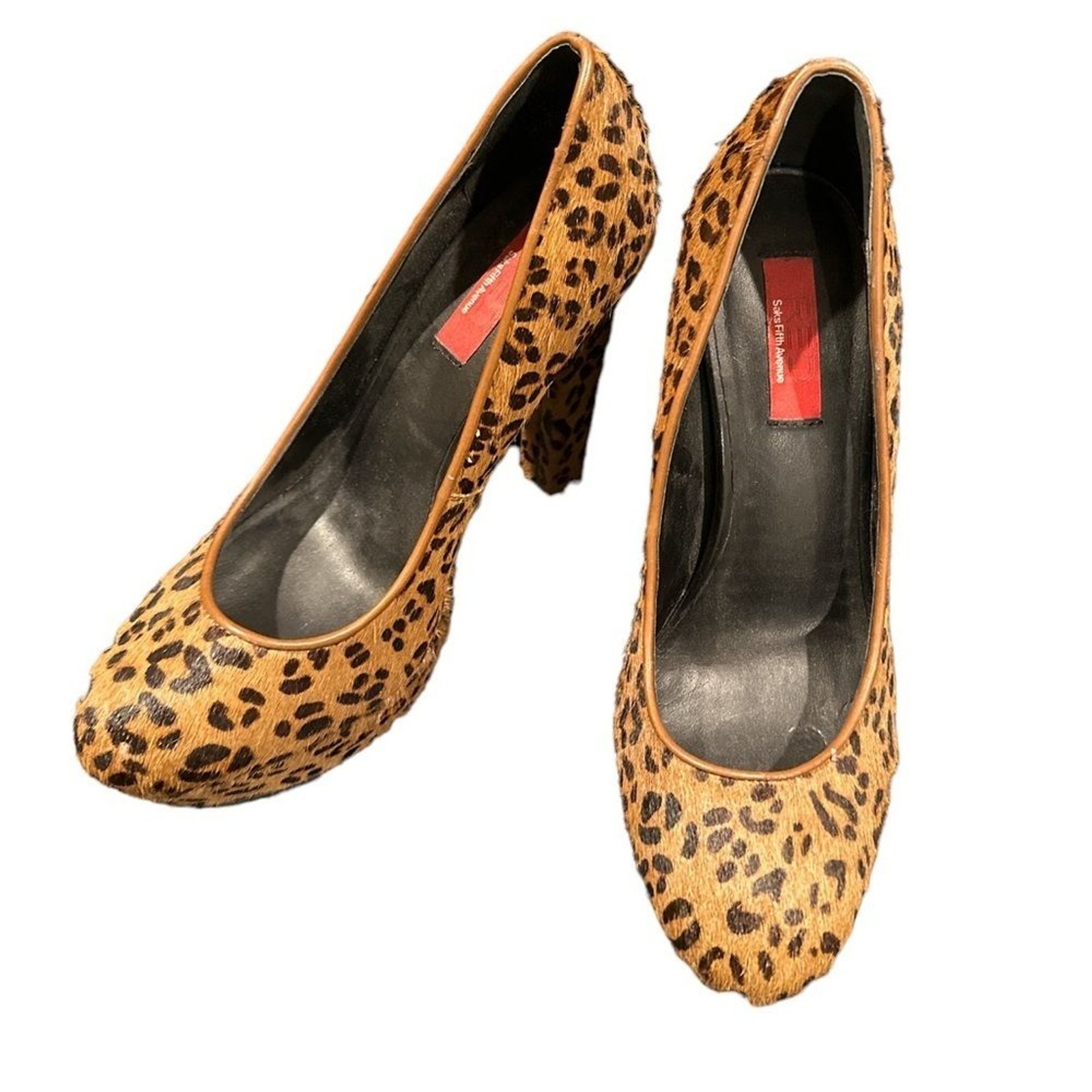 SAKS ANIMAL PRINT PLATFORM HEELED SHOES 36.5