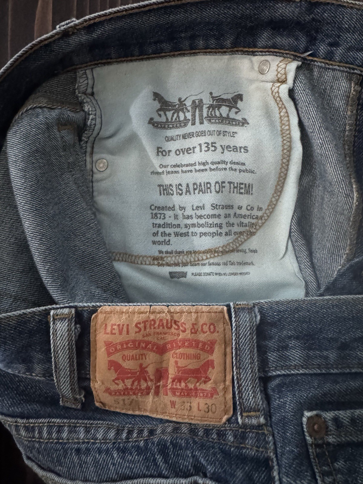 Levi Strauss & Co. 517 Quality Denim Jeans with Rivet Detailing 33×30