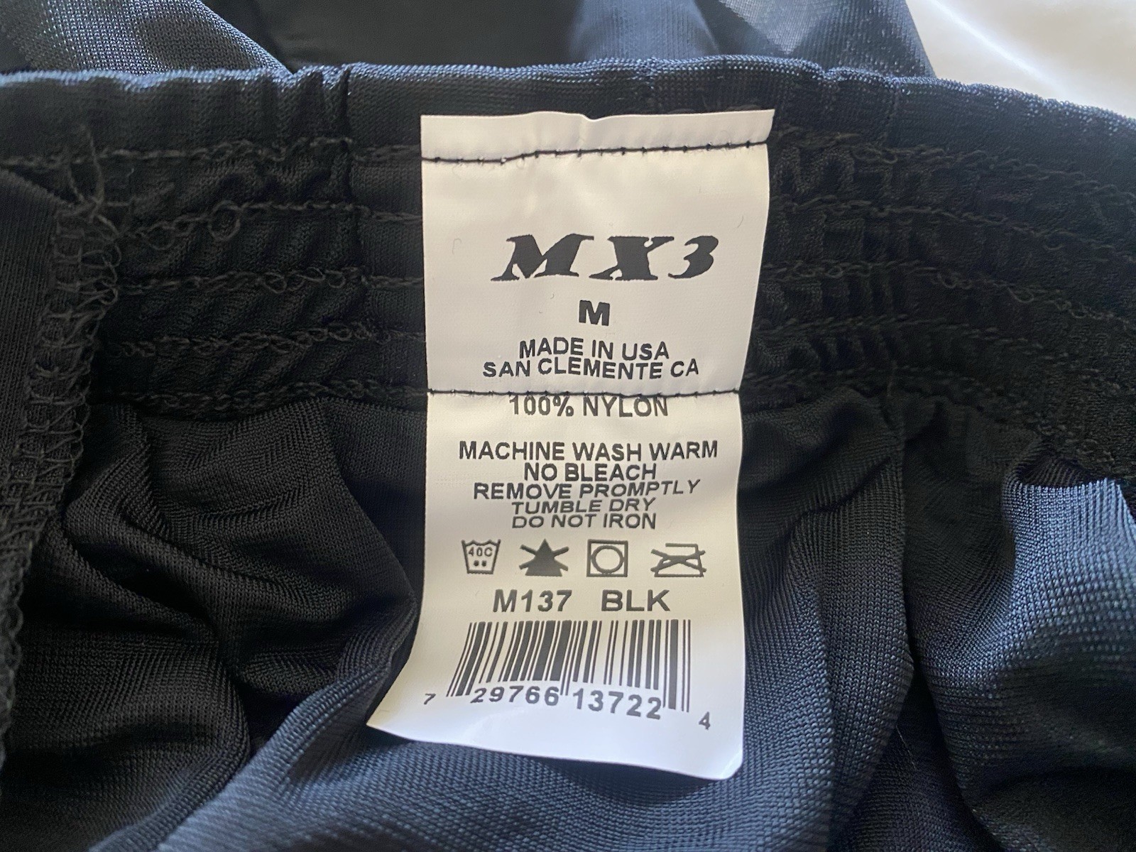 MX3 PT Shorts 137 Size M Black (Made In USA) Elastic Waist Drawstring Pockets