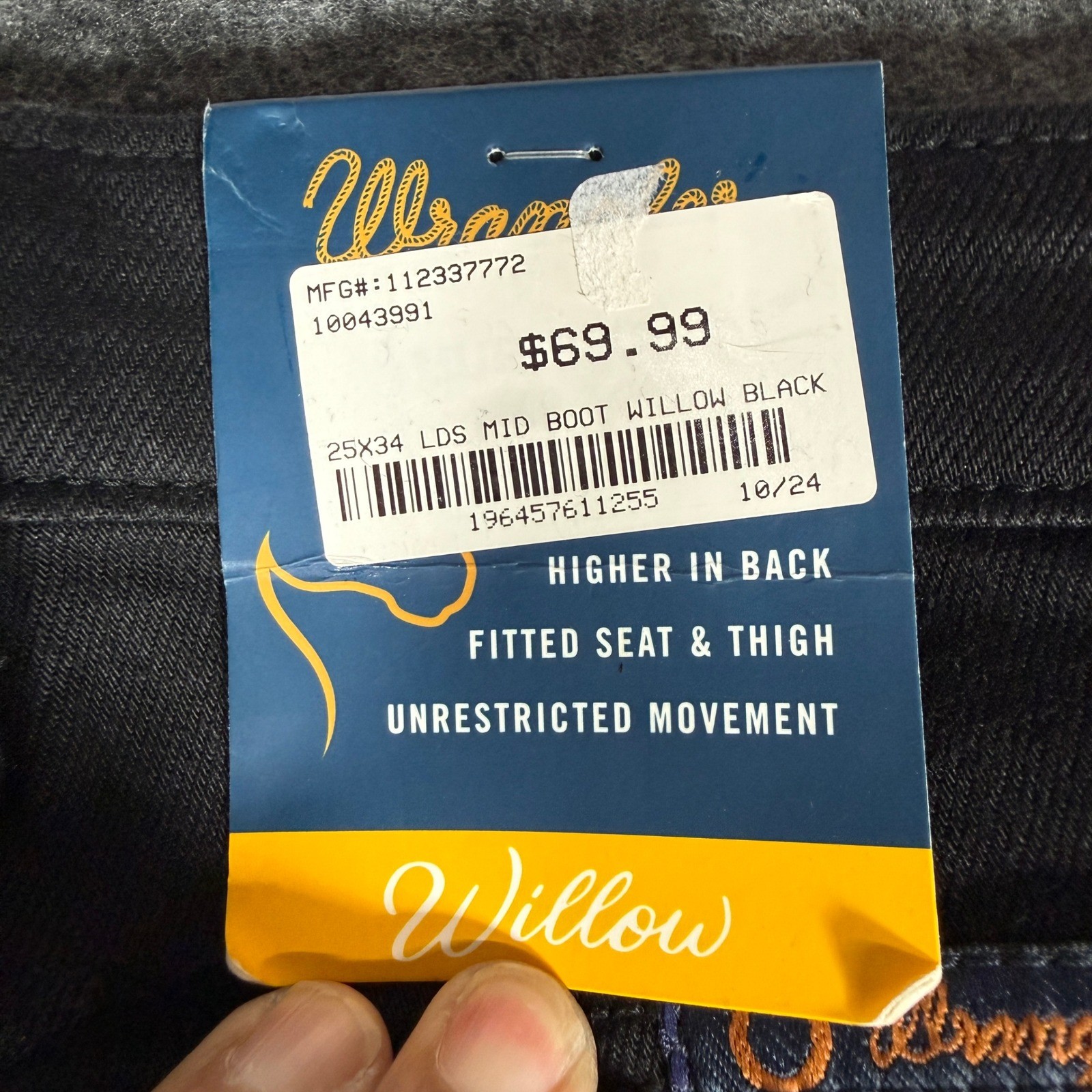 Wrangler Willow Ultimate Riding Jeans Womens 25×34 Black Mid Rise Bootcut NWT