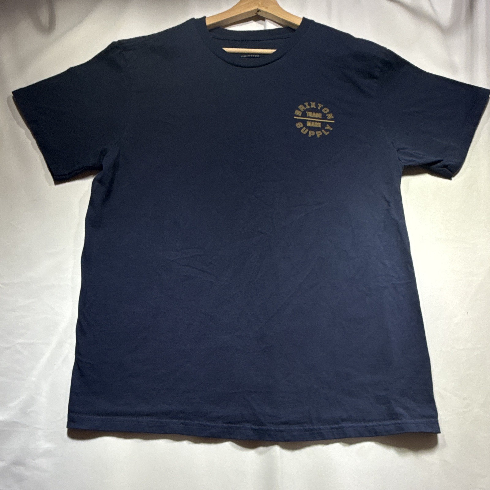 Brixton Men’s Blue Logo Graphic Print Crew Neck T-Shirt Short Sleeve Size L