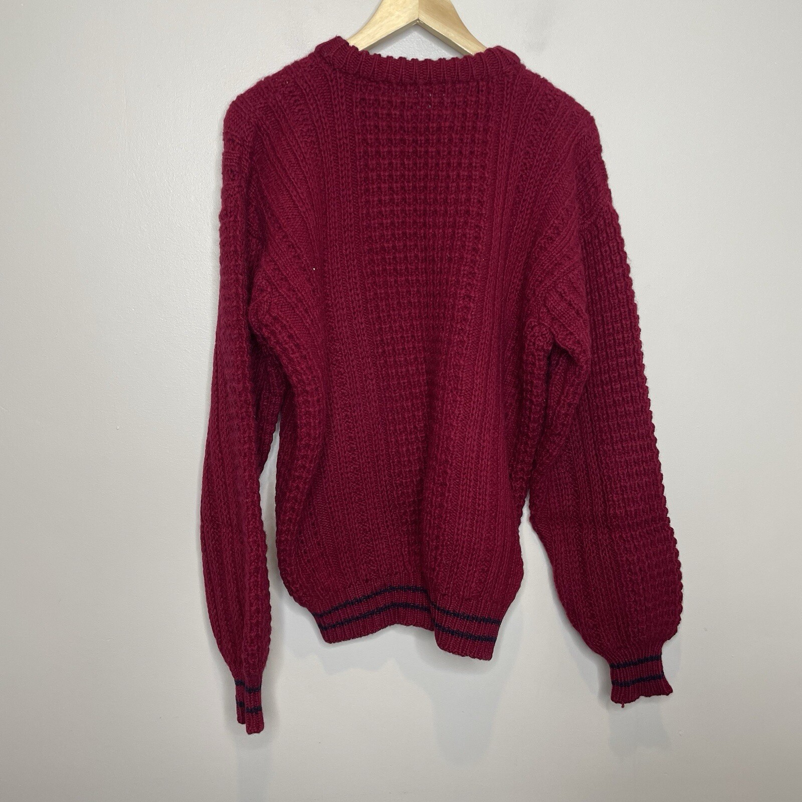 VTG John Molloy Men Handknit Wool Fisherman Sweater Donegal Ireland Red No Size