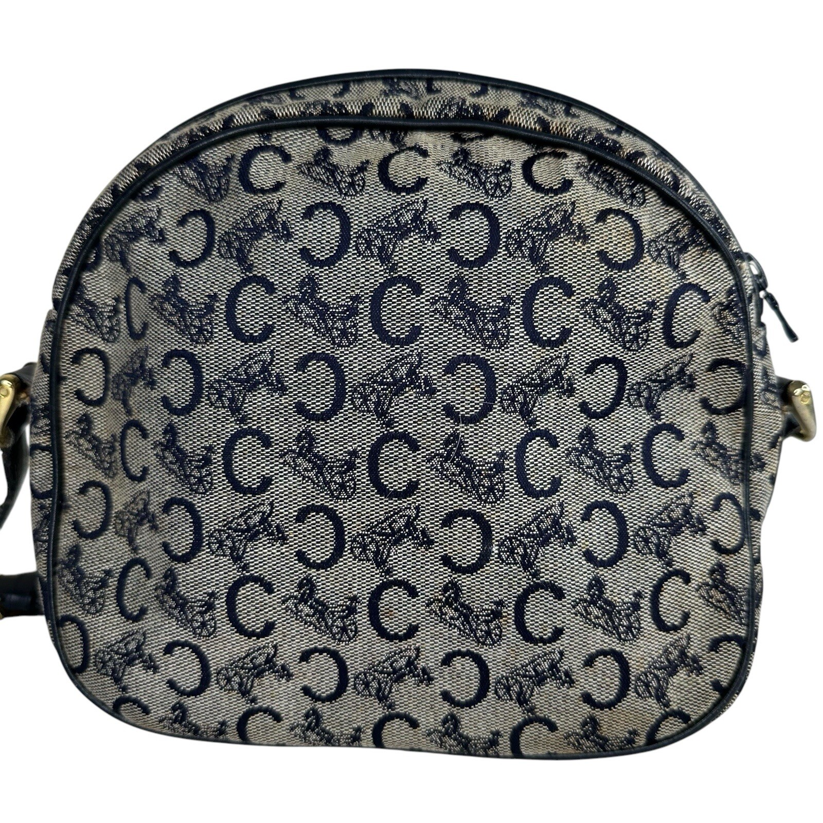 Celine Horse Carriage Hardware Monogram C Jacquard/Leather Shoulder Bag Blue
