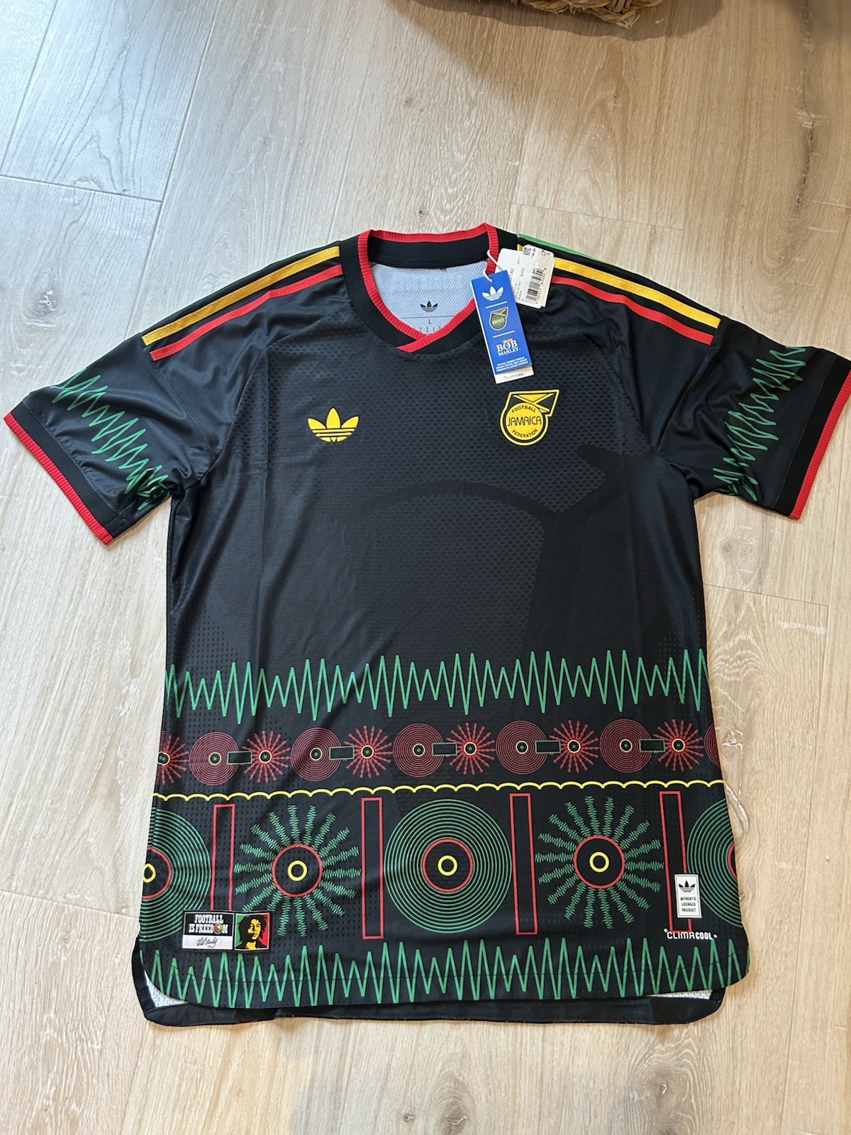 adidas Mens Jamaica 26 x Bob Marley Away Authentic Jersey Reggae Boyz Ajax FIFA