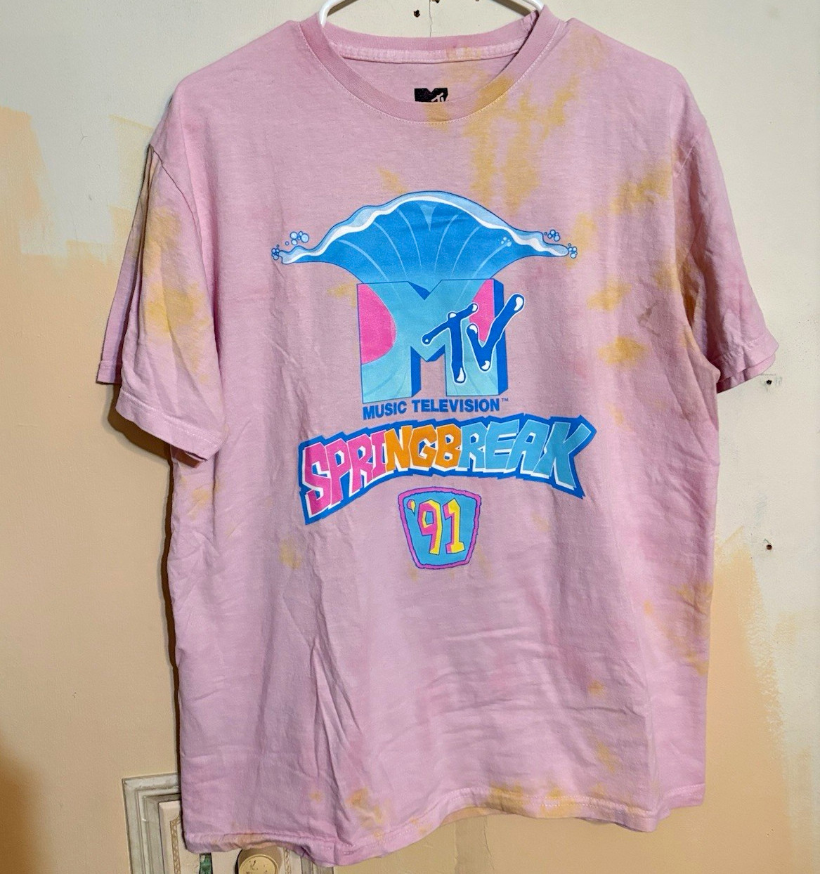 MTV Spring Break 91 Daytona Beach FL Pink Graphic Logo Size L (Not Vintage)