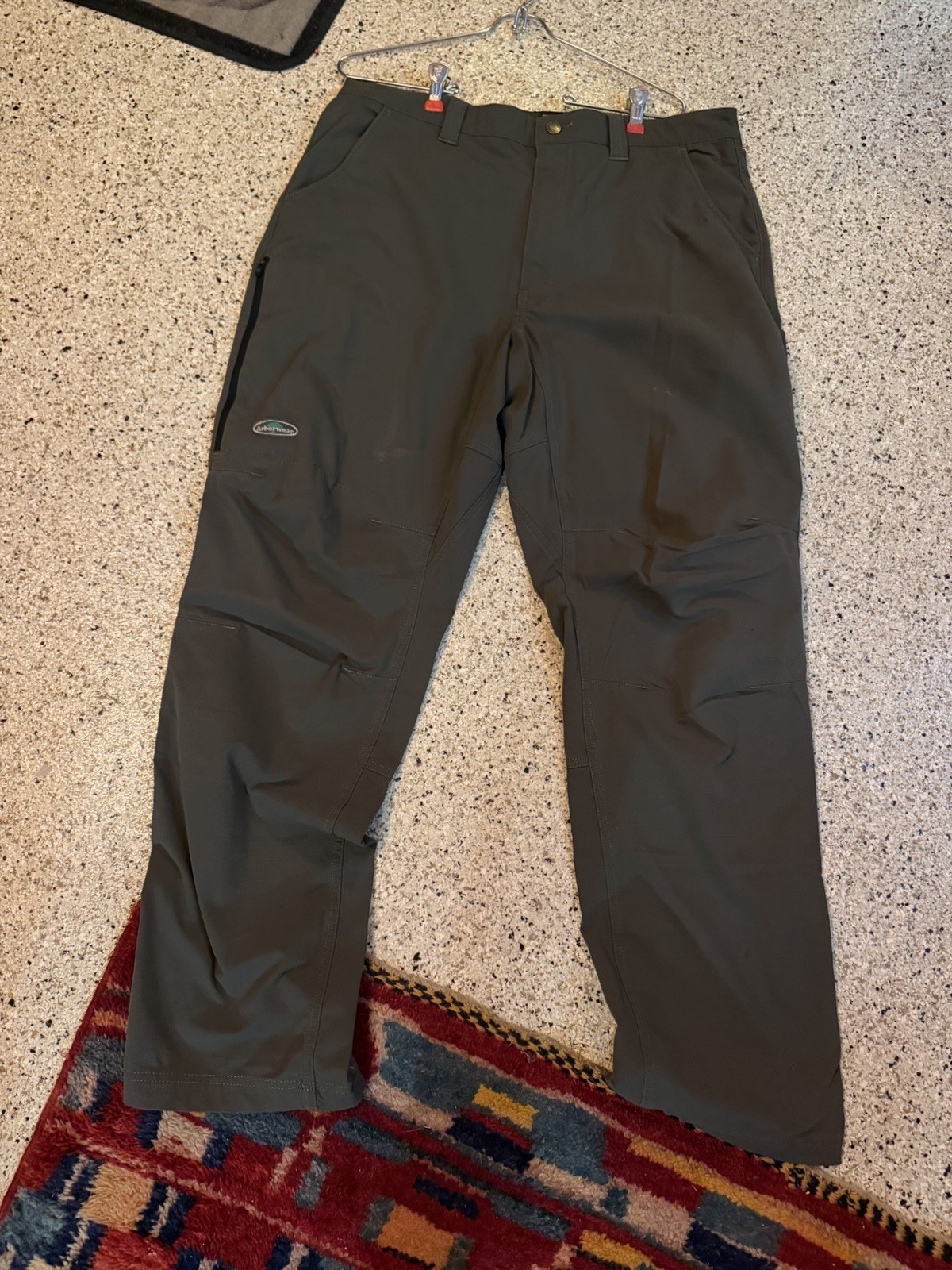 Arborwear Pants Mens 36×32 Green Cargo Canvas Nylon Chainsaw Tree Trimmer Work