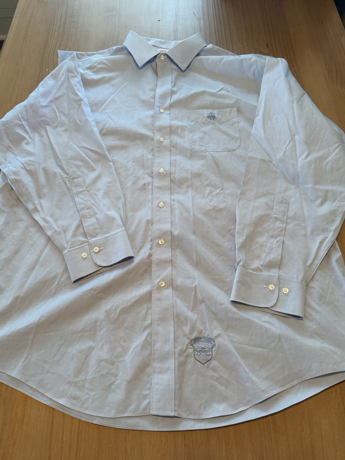 Brooks Brothers Solid Blue Dress Shirt 18.5 36/37
