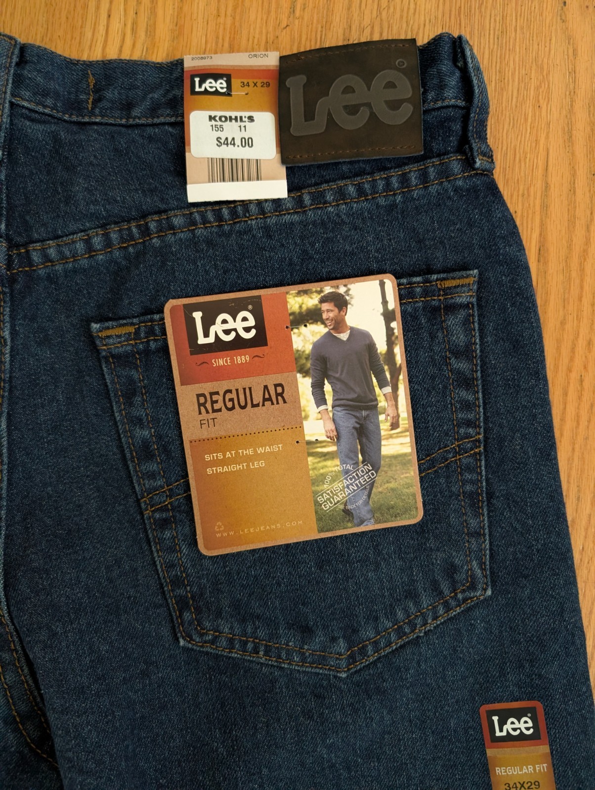 NWT Lee Men’s Regular Fit Straight Leg Jeans 33×30 Denim Dark Stonewash 2008973