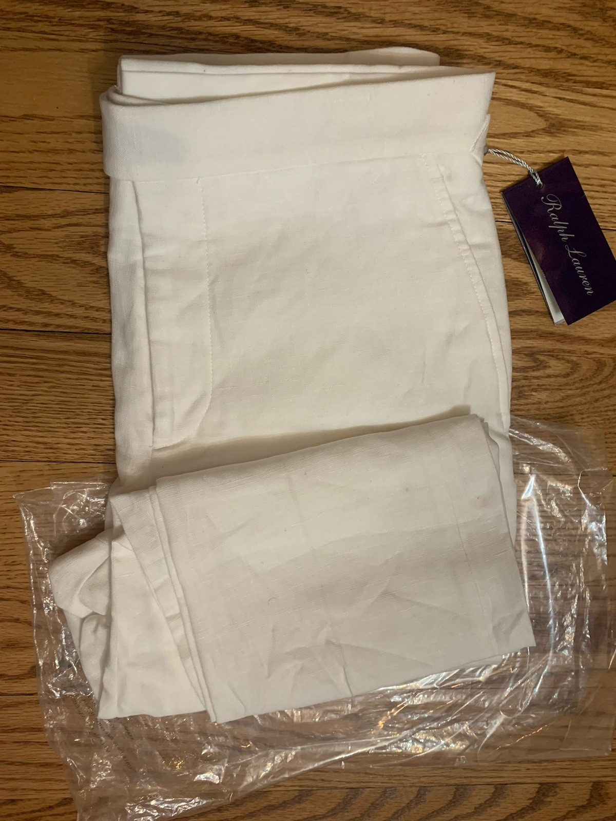 NWT Ralph Lauren PURPLE LABEL LINEN TROUSERS 30×34 SIDE TABS WHITE ITALIAN Pants