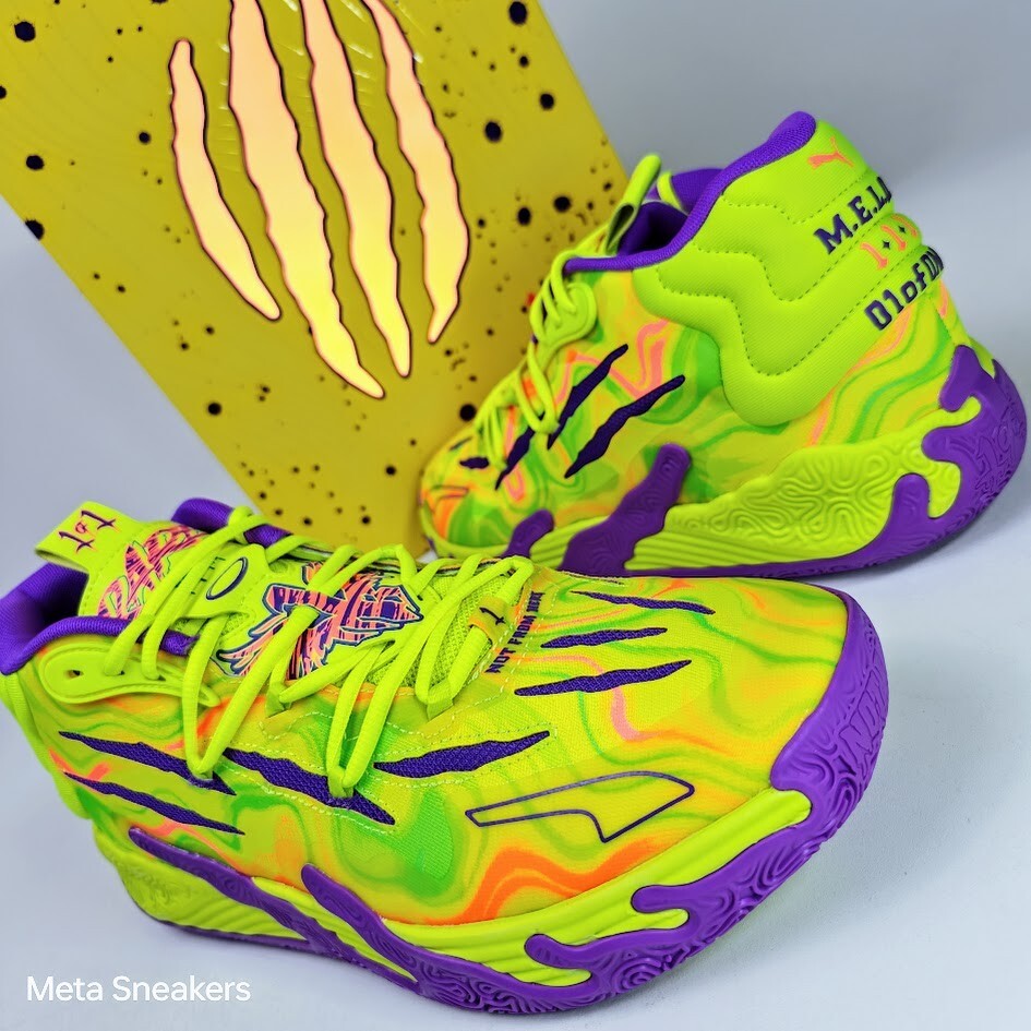 Puma MB.03 US 14 Mens Yellow Purple Green Spark Basketball LaMelo Ball Nitro NIB