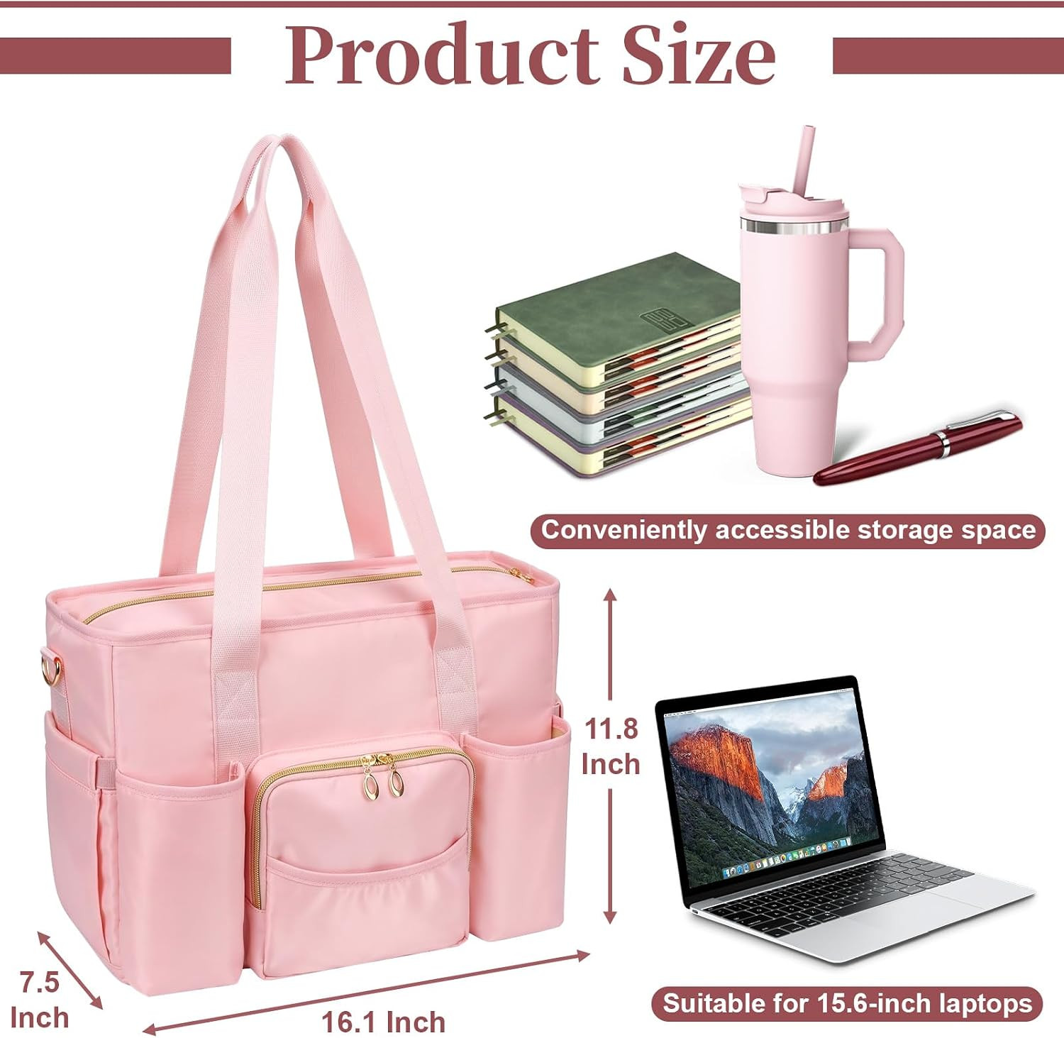 Nurse Bag, Work Bags with 15.6-Inch Laptop Compartment, Teacher Bag | Large Cup