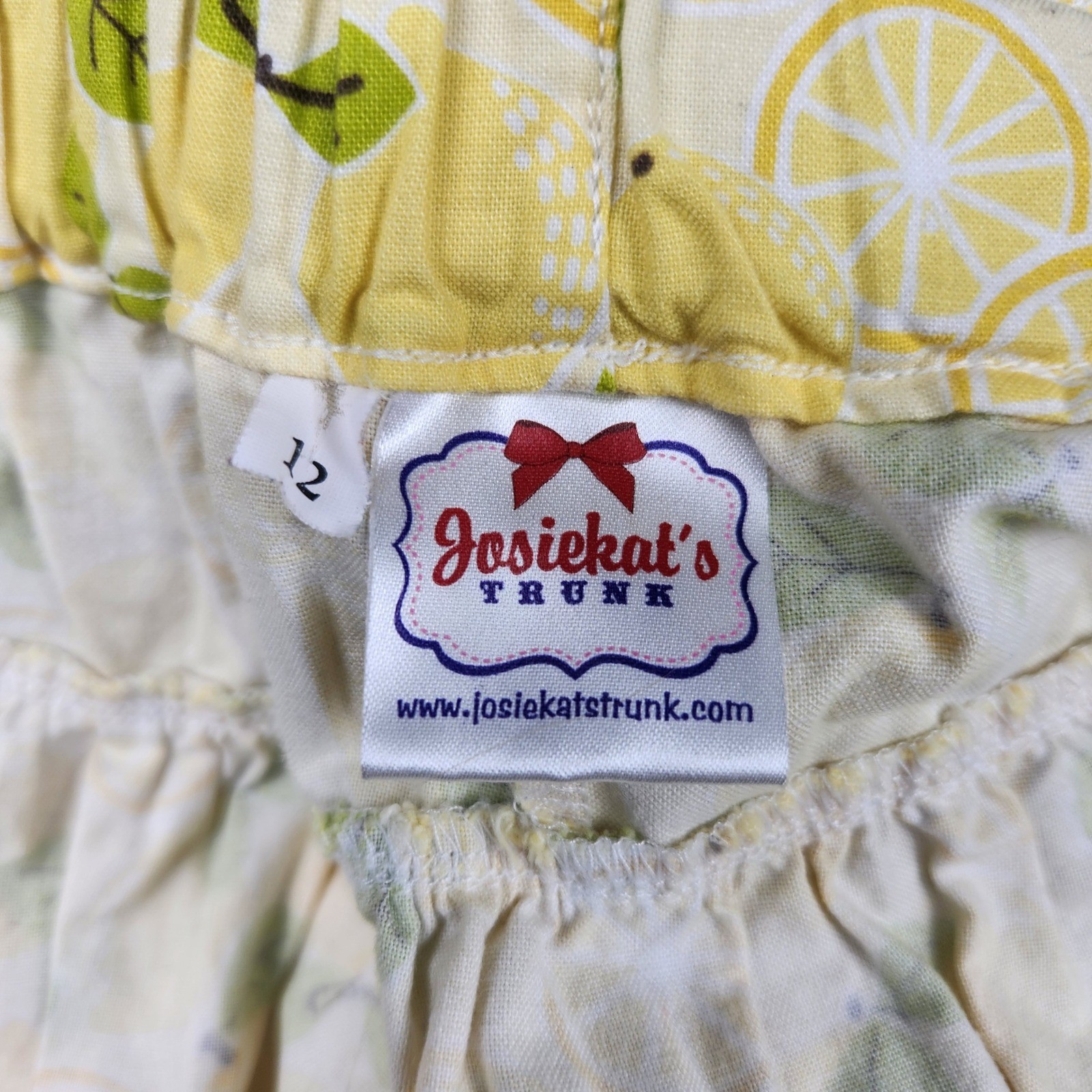 Josiekat’s Trunk Girls Yellow Lemon Citrus Print Elastic Waist Flared Skirt 12
