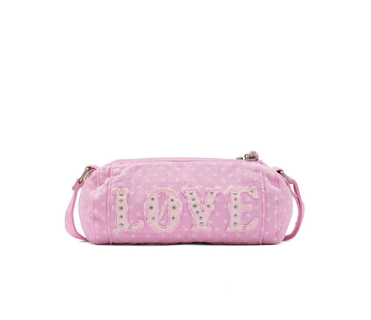 VS PINK CANVAS CLASSIC PINK DOT ROLLED DUFFLE SHOULDER STYLE BAG NEW WITH TAGS!!
