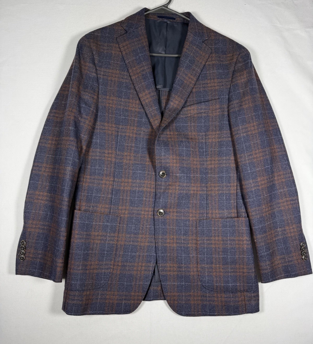 Joseph A Bank Men’s 40R Wool Plaid Jacket Blazer Patch Pocket Dual Vent EUC