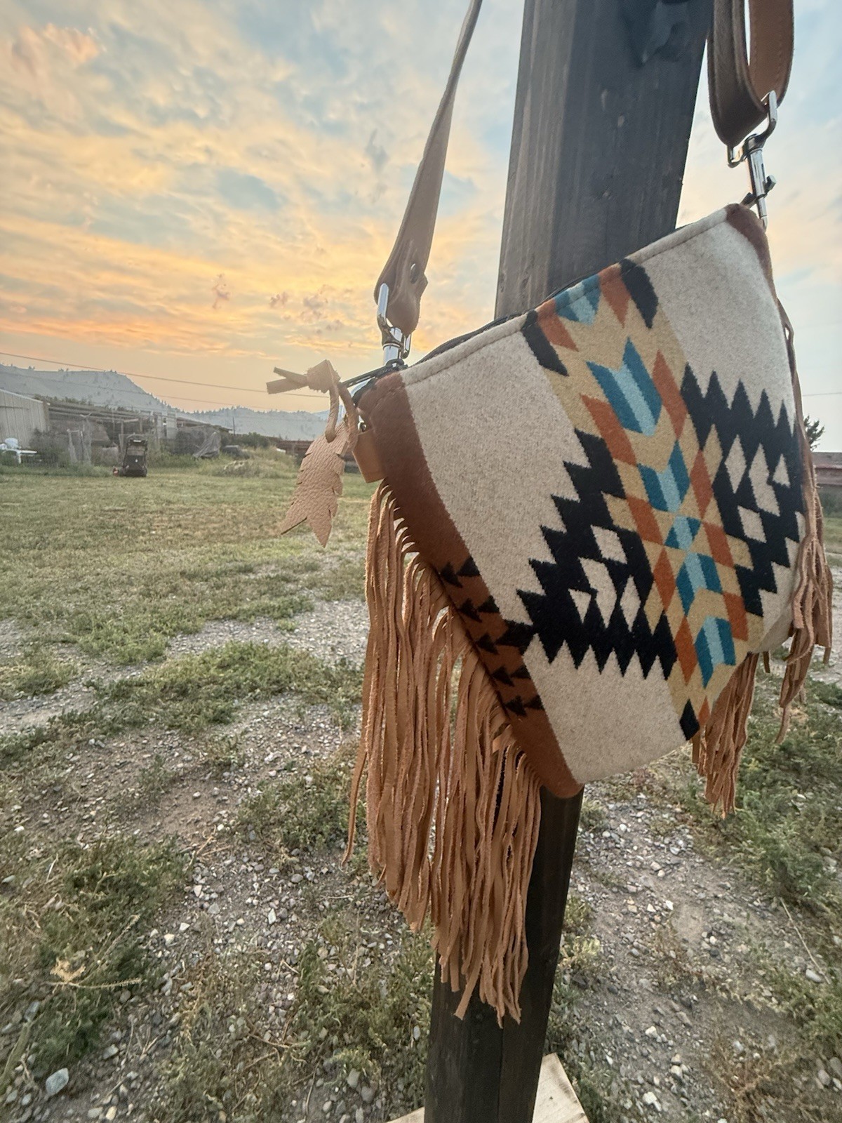 Mercy Grey Design Co Western P-Wool Geometric Fringe Crossbody/ Backpack custom