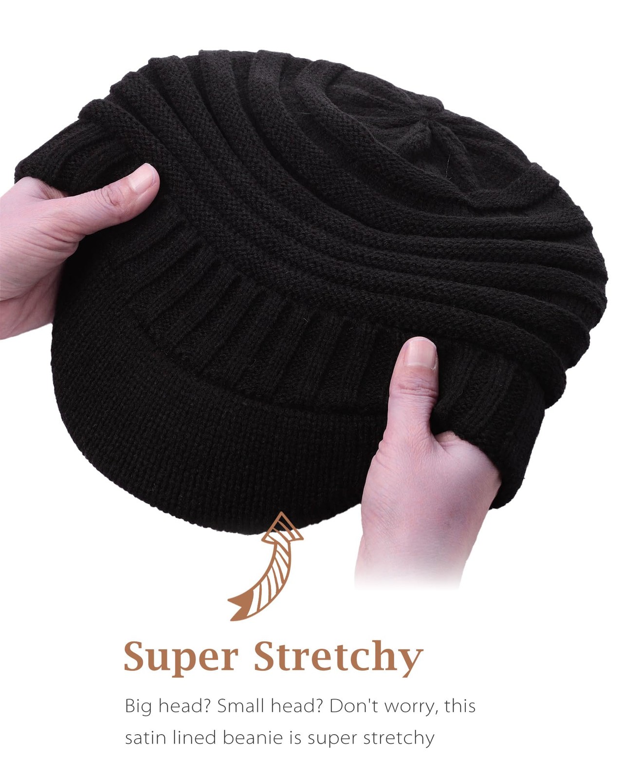 LiuSuper Satin Lined Beanie for Women Men, Silk Winter One Size, Beige