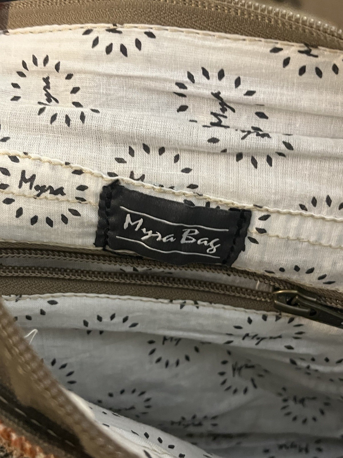 Myra Bag Multicolor Geometric Crossbody Zip/Magnetic Detachable Strap Bronze