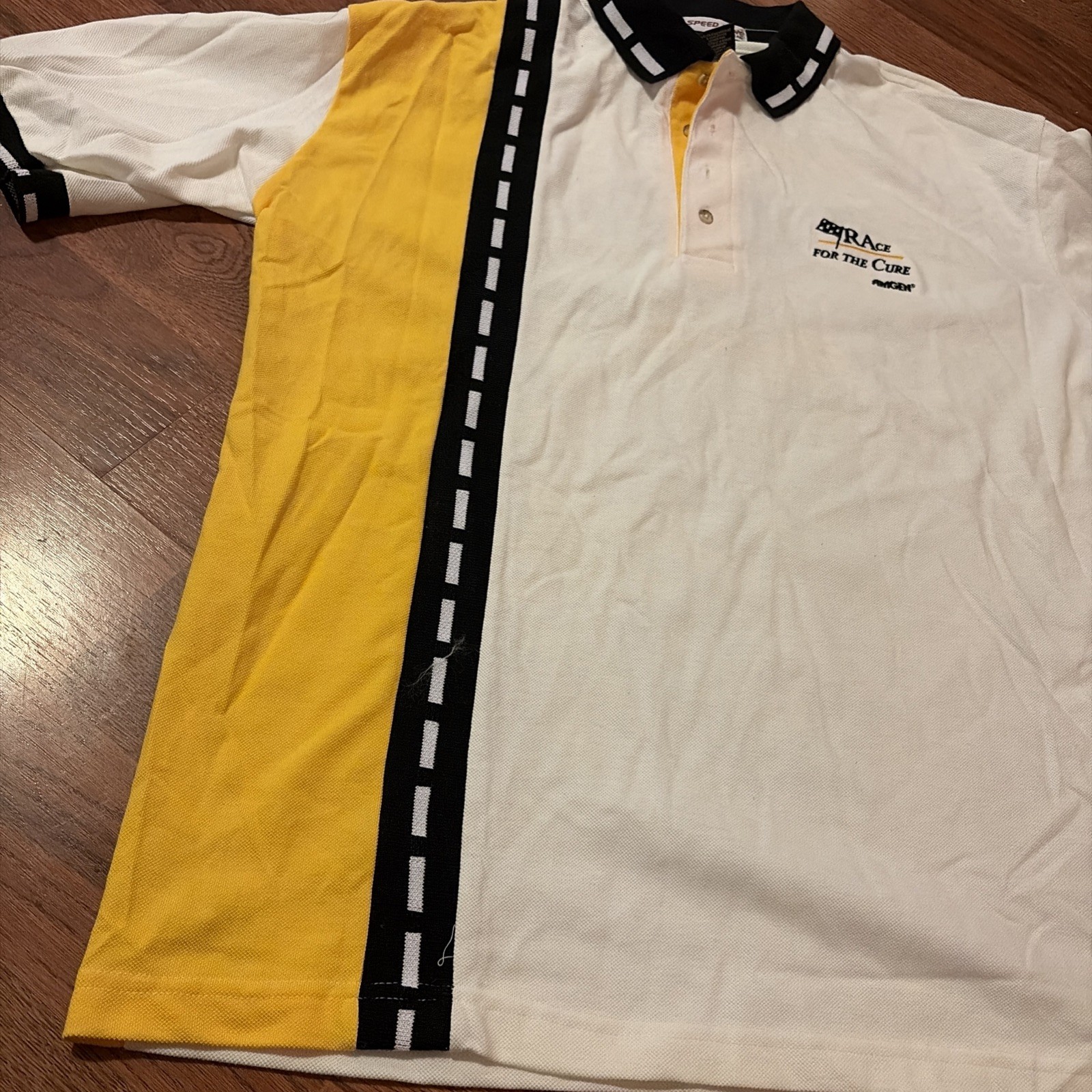 Speed Zone Race Gear Cigarette Racing Team Polo Shirt Mens XL White Yellow