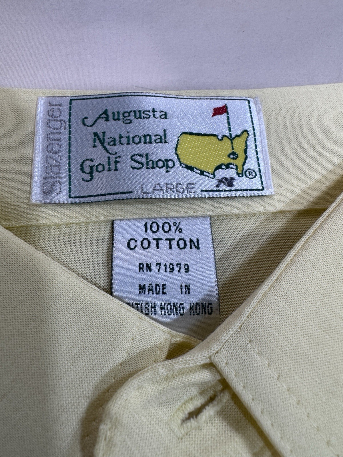 VTG Augusta National Golf Shop Slazenger L Masters Yellow Polo Shirt Cotton NWT