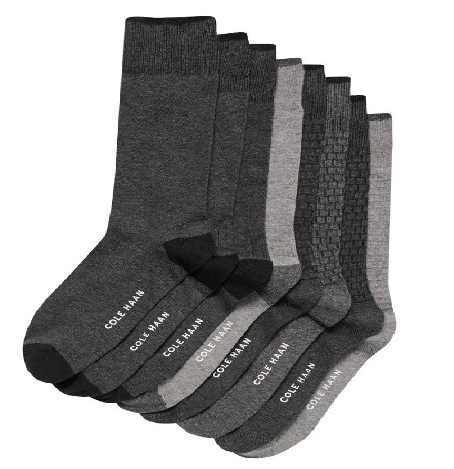 Cole Haan Men’s Casual Dress Socks 8 Pairs, Fit Men’s Shoe Size 7-12