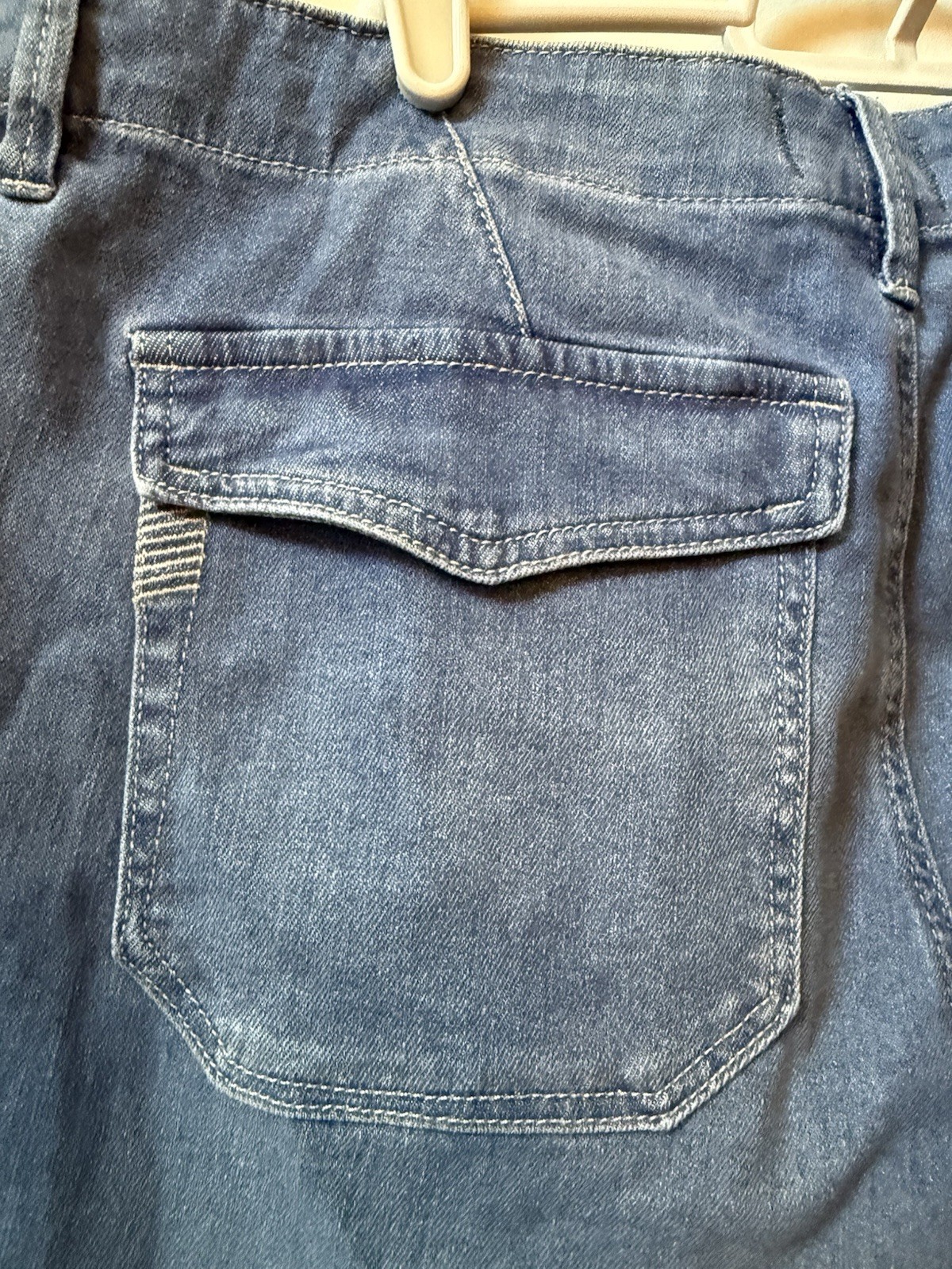 Paige Women’s Mayslie Blue Denim Jogger Jeans Cargo Pocket Stretch Sz 31