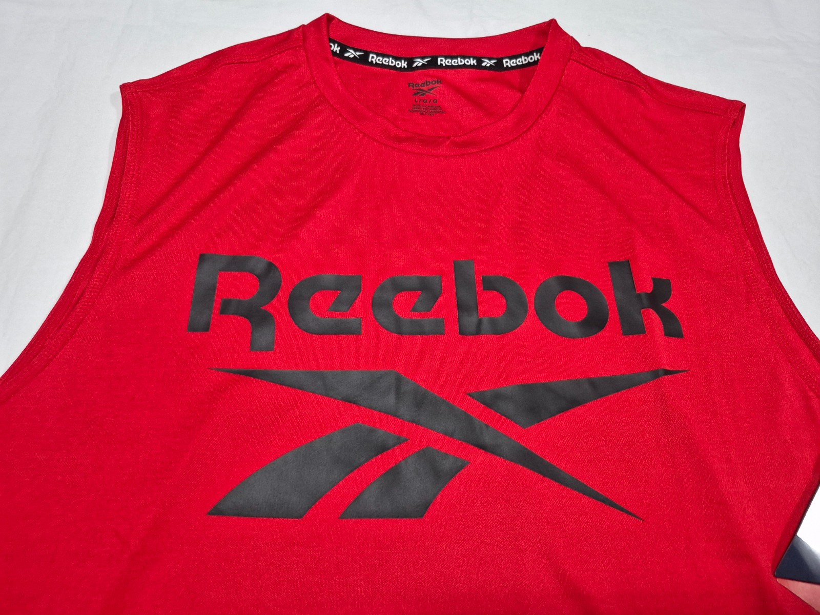 Reebok Mens Tank Athletic Muscle Gladiador logo top Red-Black Training