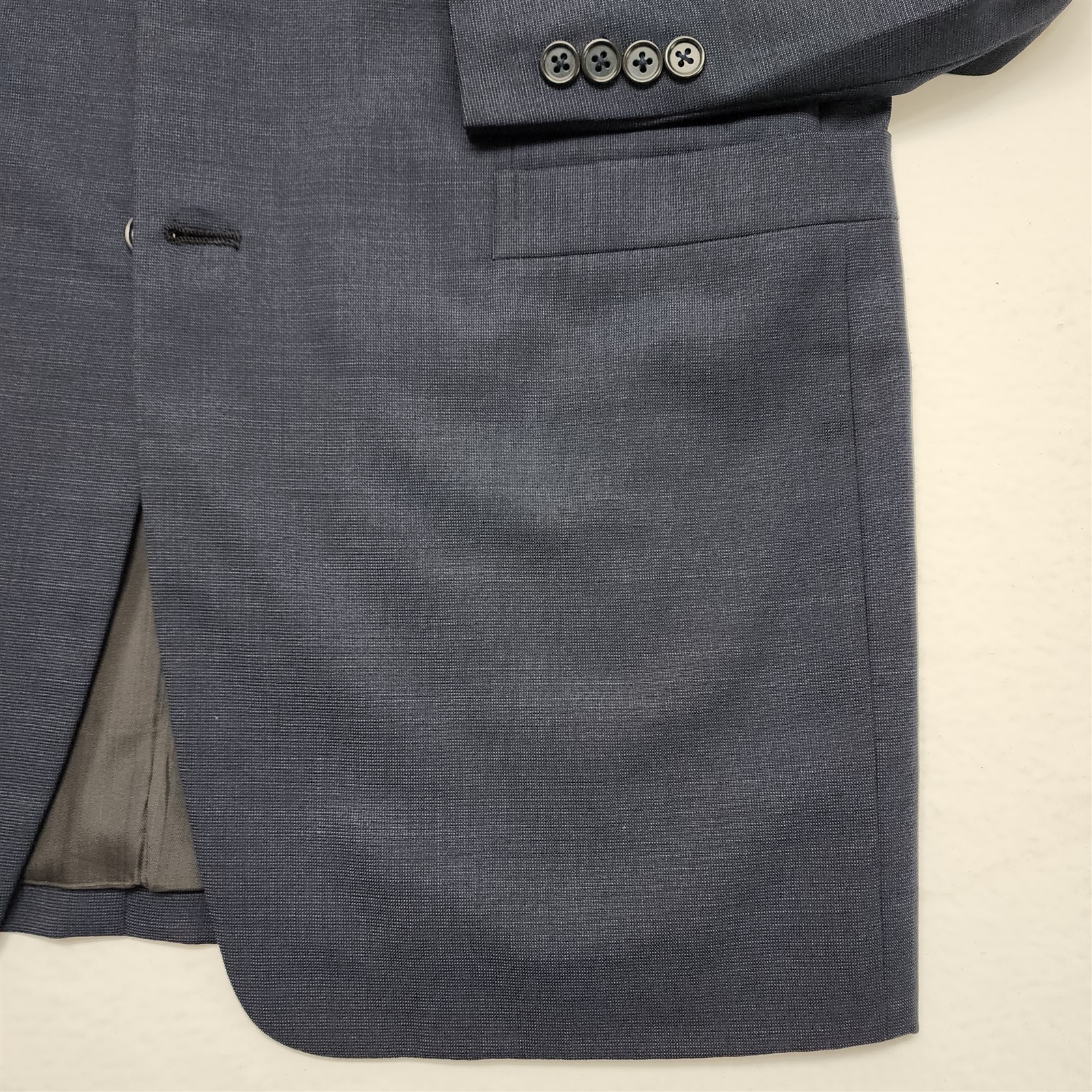 Bespoke Angelico 42L 32×30 Dark Blue Nailhead Super 100’s Wool 3Btn Mens Suit