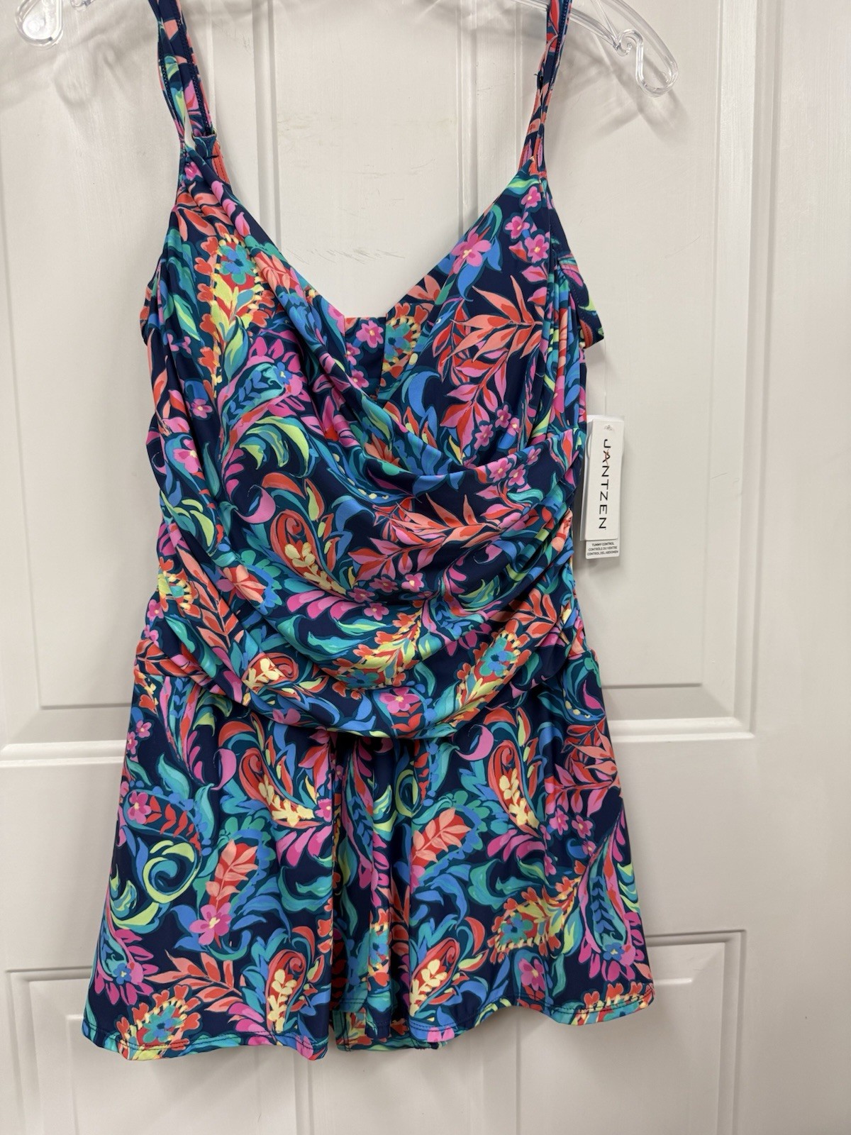 Jantzen Women’s One Piece Swimsuit Floral Multicolor Tummy Control Size 14
