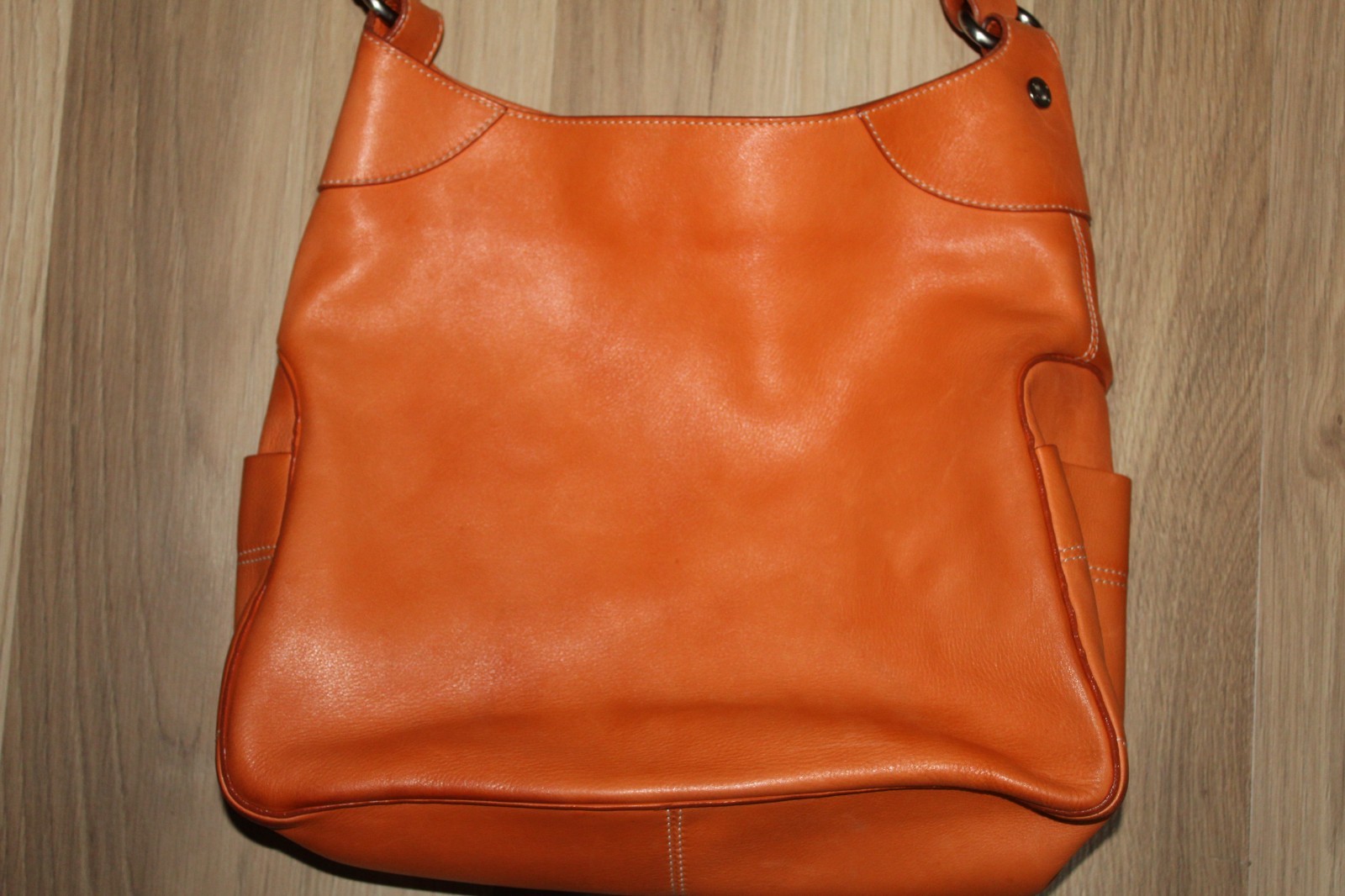 Celine Boogie Tote Bag Orange Leather Open Pockets Auth CE00/23
