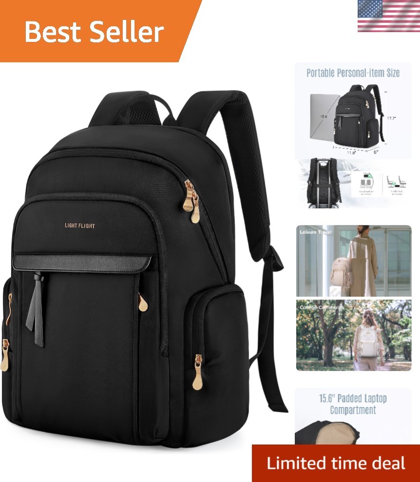 Water-Resistant 15.6 Inch Laptop Backpack for Women – Stylish Travel Companion