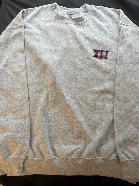 Sigma Pi Ash Gray Crewneck w/Embroidered Letters sz Large