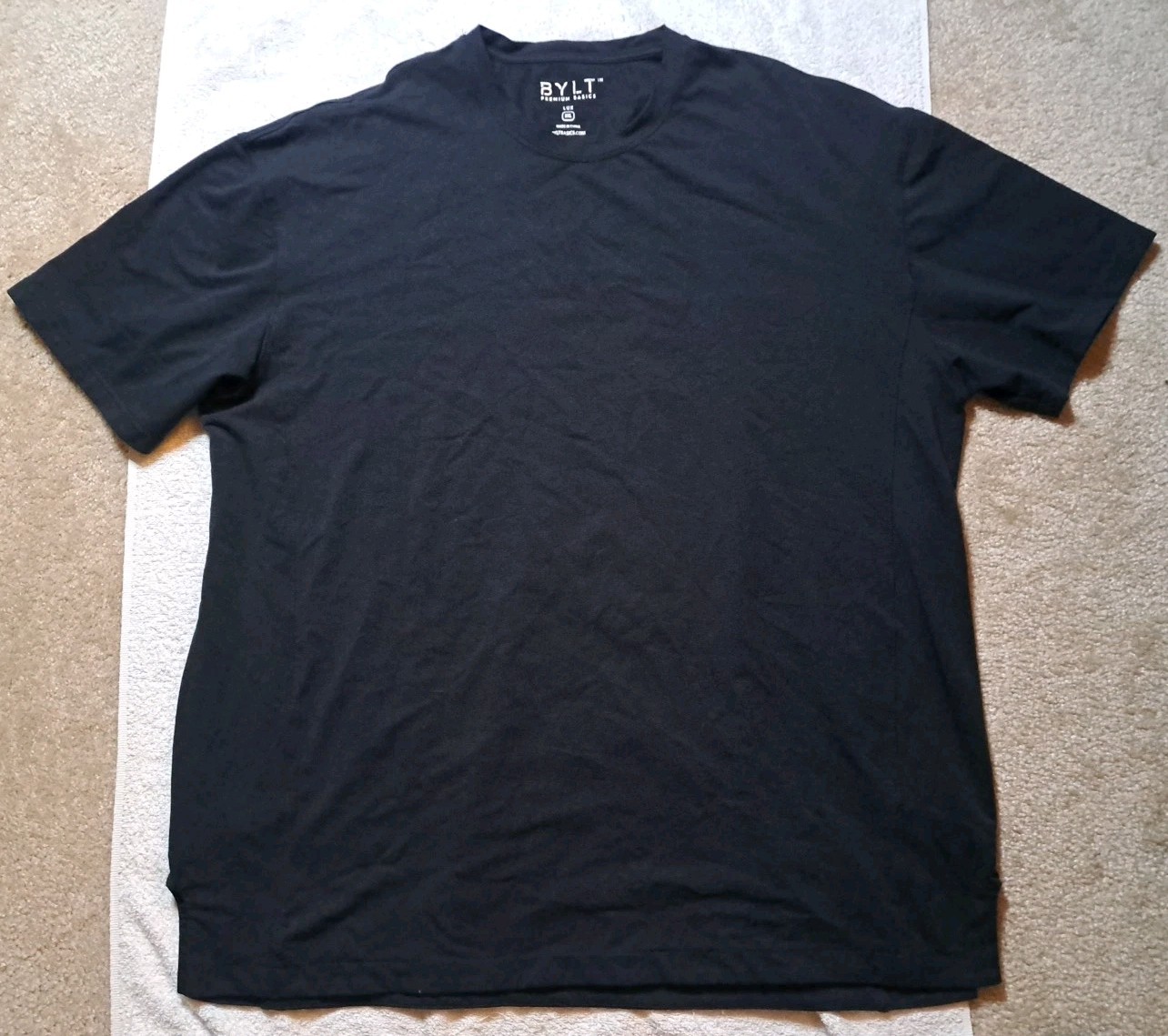 BYLT Premium Lux Gym Shirt Short Sleeve Atheltic Tee Black Mens 3XL Casual