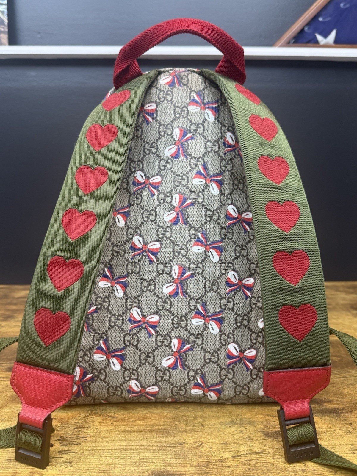 Authentic GUCCI Kids GG Supreme Bow Print Canvas B
