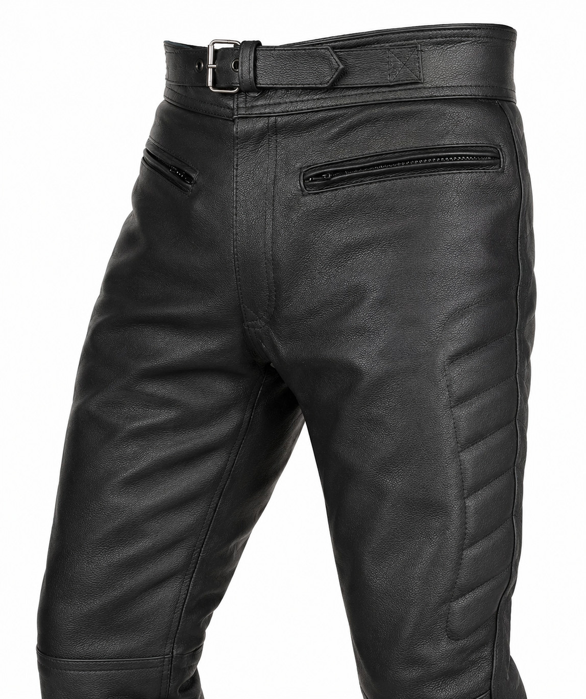 Mens CE Armoured Motorcycle Black Biker Leather Trousers Motorbike Jeans Pants