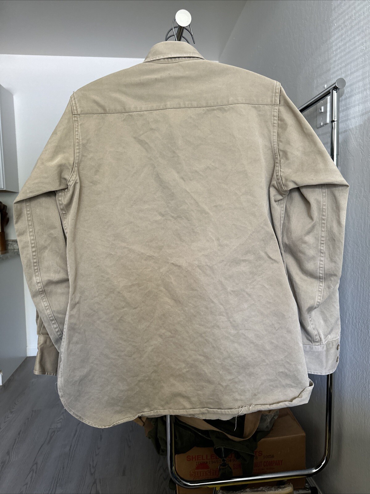 Vintage 1950s Military Men’s Shirt Cotton Heavy Twill Sanforized Size M