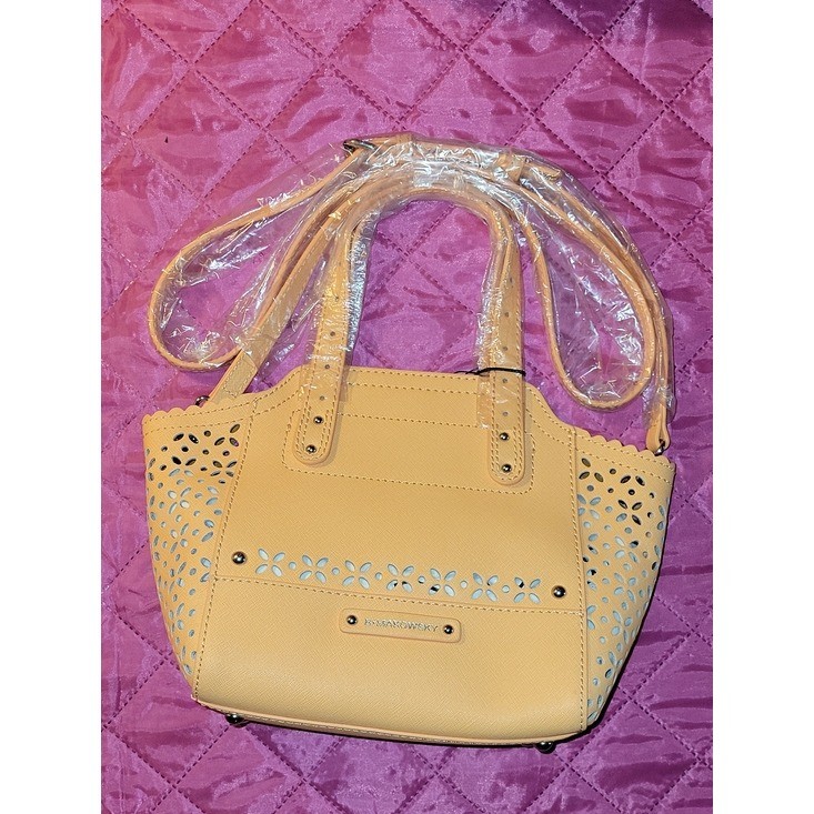 B. Makowsky Yellow Floral Laser-Cut Tote