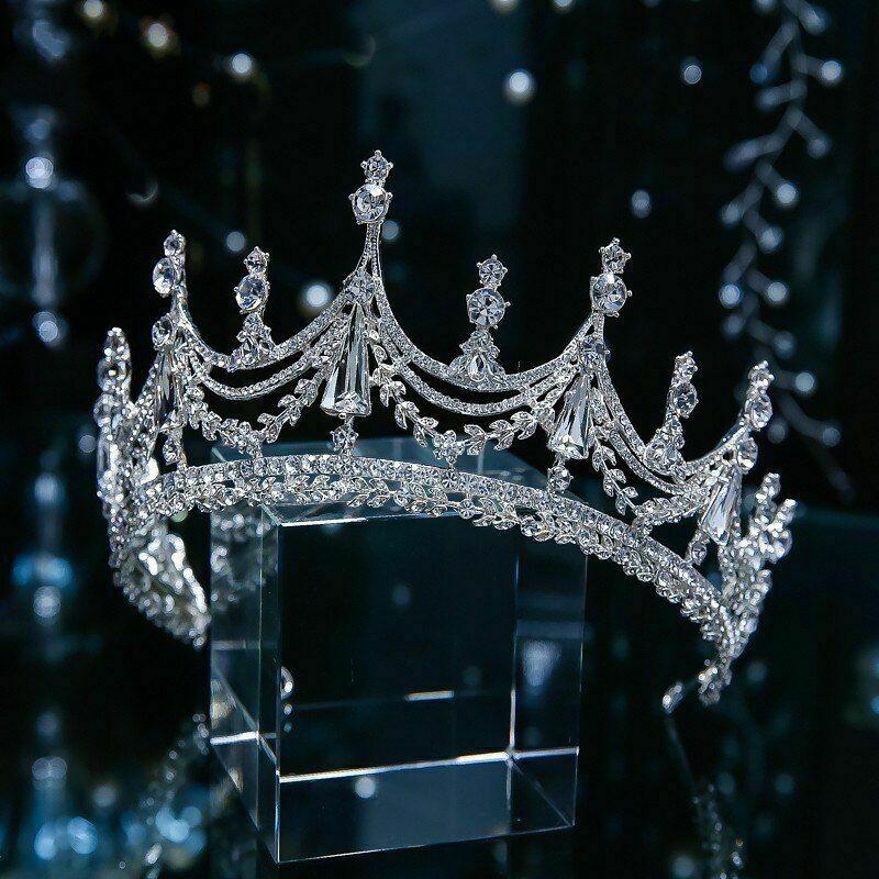 7cm Tall Large Crystal Tiara Crown Wedding Bridal Queen Princess Prom For Women