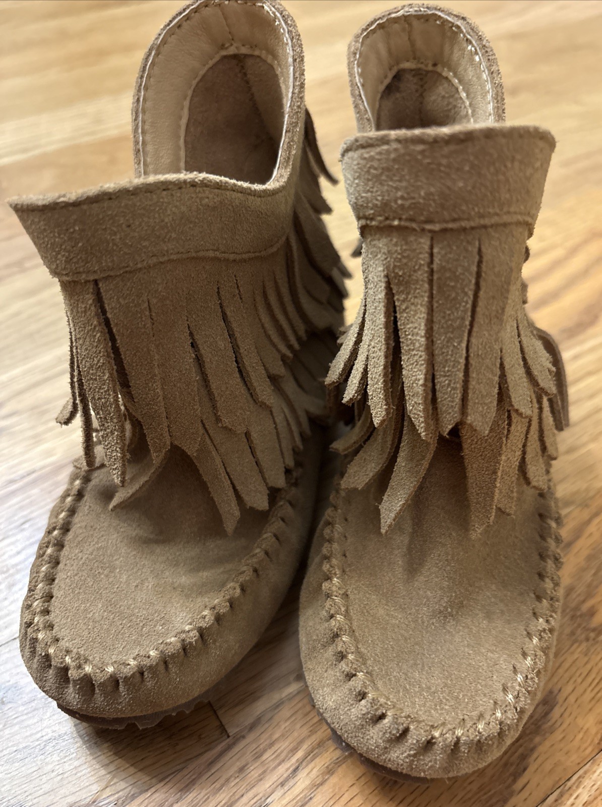 Manitobah Mukluks Kids Size C11 Brown Suede Leather Fringe Boots New