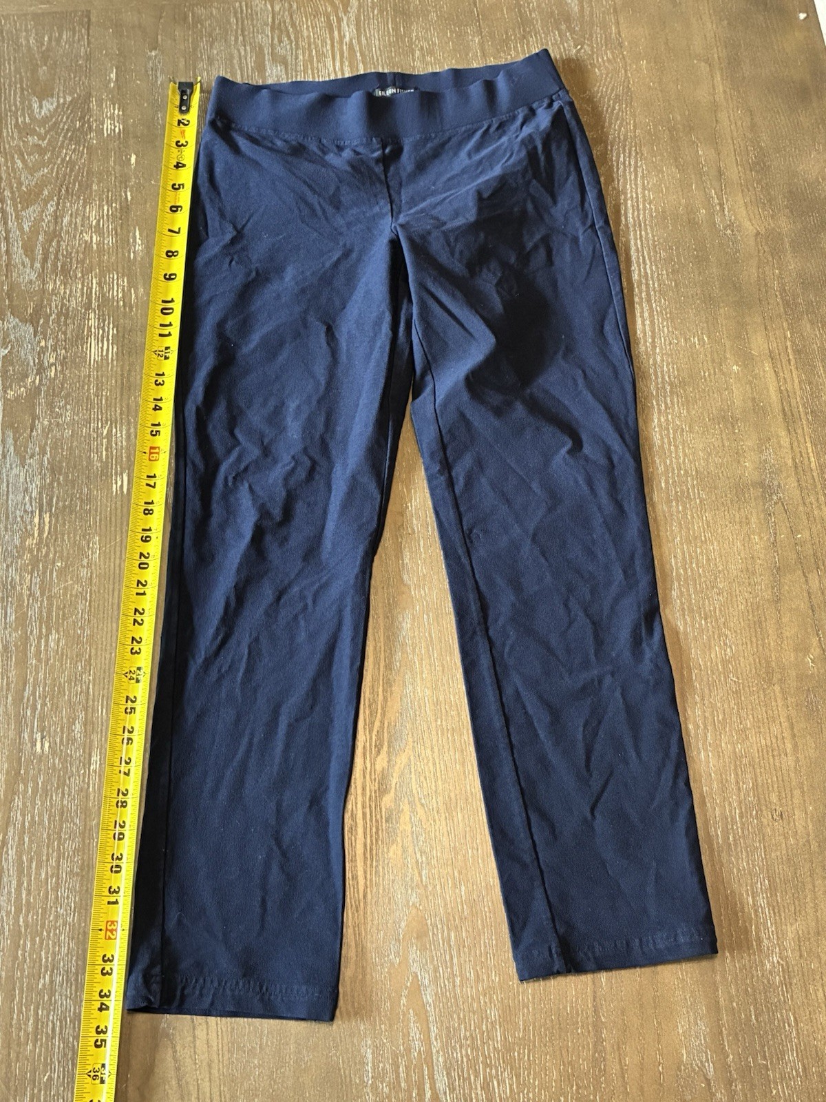 Karen Kane Navy Blue Solid Pull-On Flat Front Straight Leg Dress Pants XS 27″