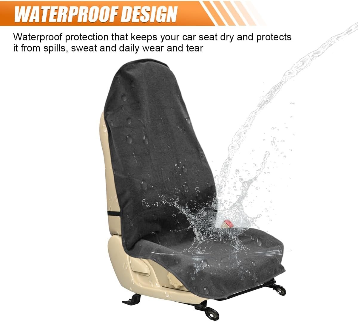 Waterproof Car Seat Cover Towel, Non-Slip Car Seat Protector for Color: Beige