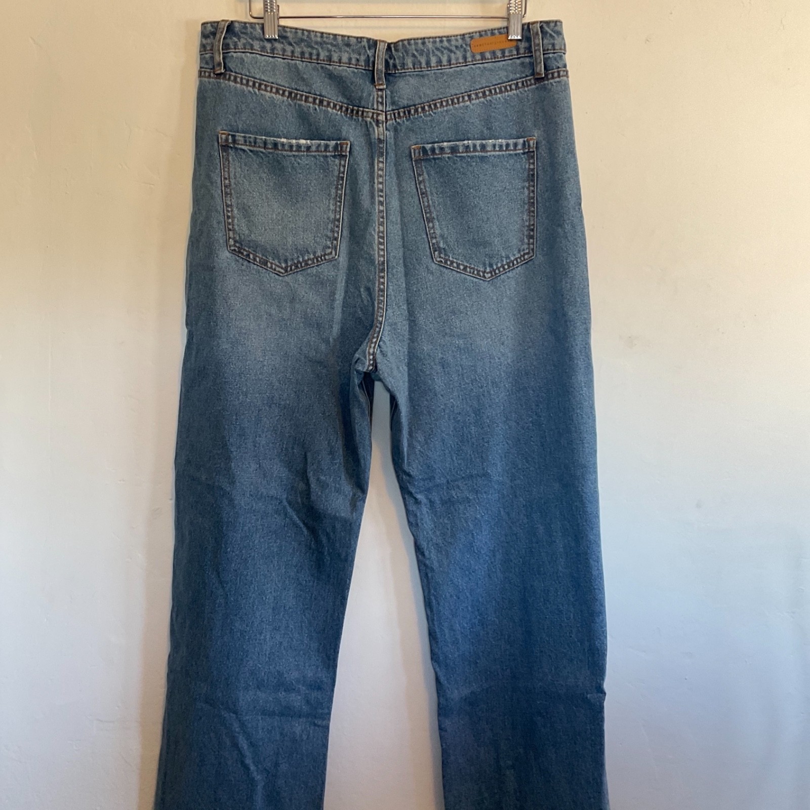 Sanctuary Flashback Wide Leg Jeans Super Distressed Ripped Grunge Raw Hem 34 W