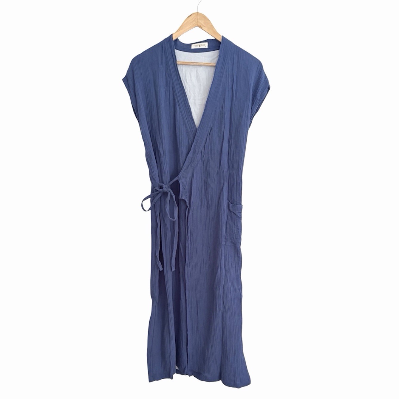 Odd Bird Blue Gauze Aydin House Wrap Dress Small
