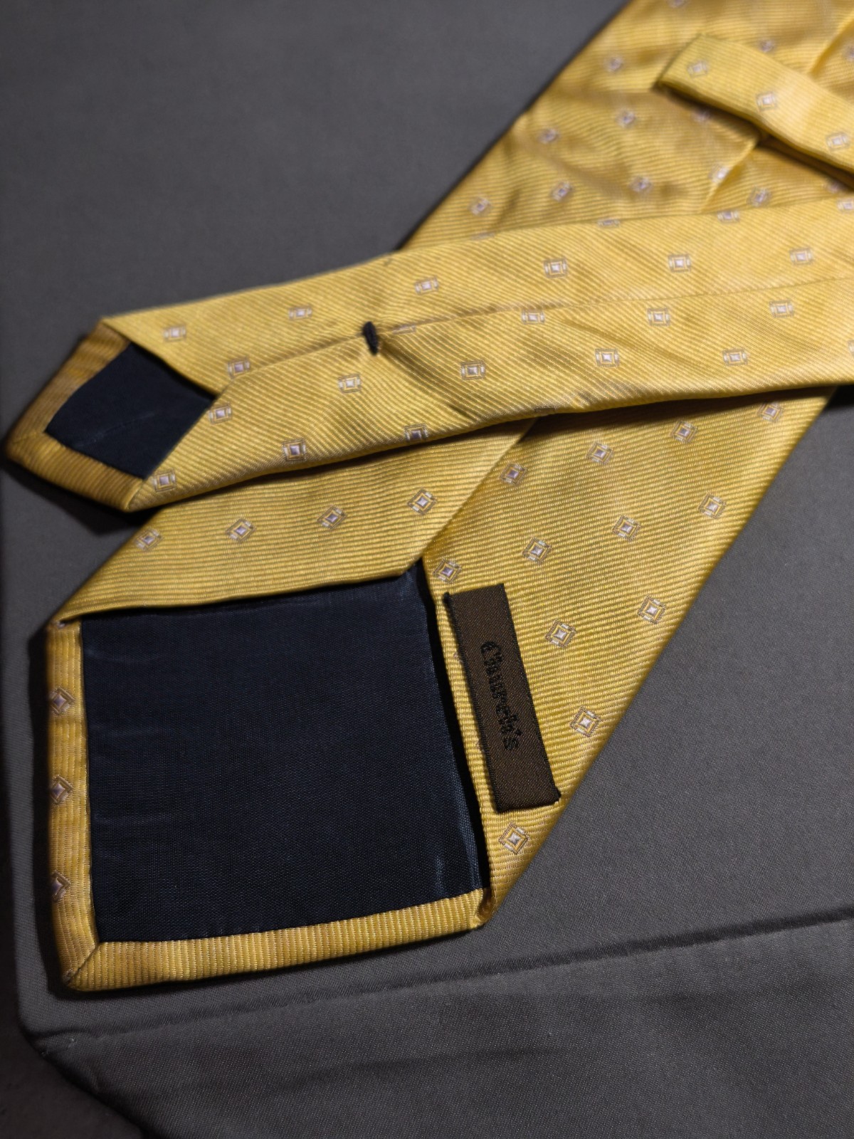 Church’s – Solid Color Microdrawing Geometric Silk Tie Made in Italy