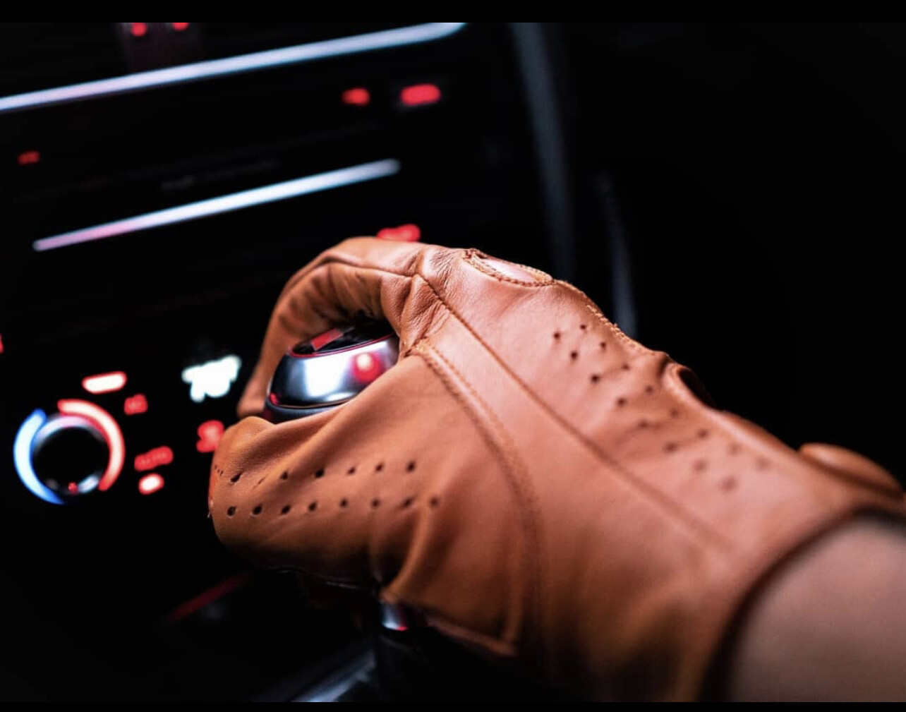 Driving Gloves Car Motorcycle Biker Genuine Leather Police Driver Glove Brown-65