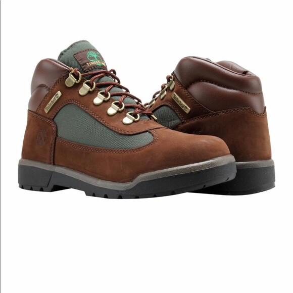 TIMBERLAND MEN’S WATERPROOF FIELD BOOT BROWN OLIVE BEEF BROCCOLI NUBUCK LOW
