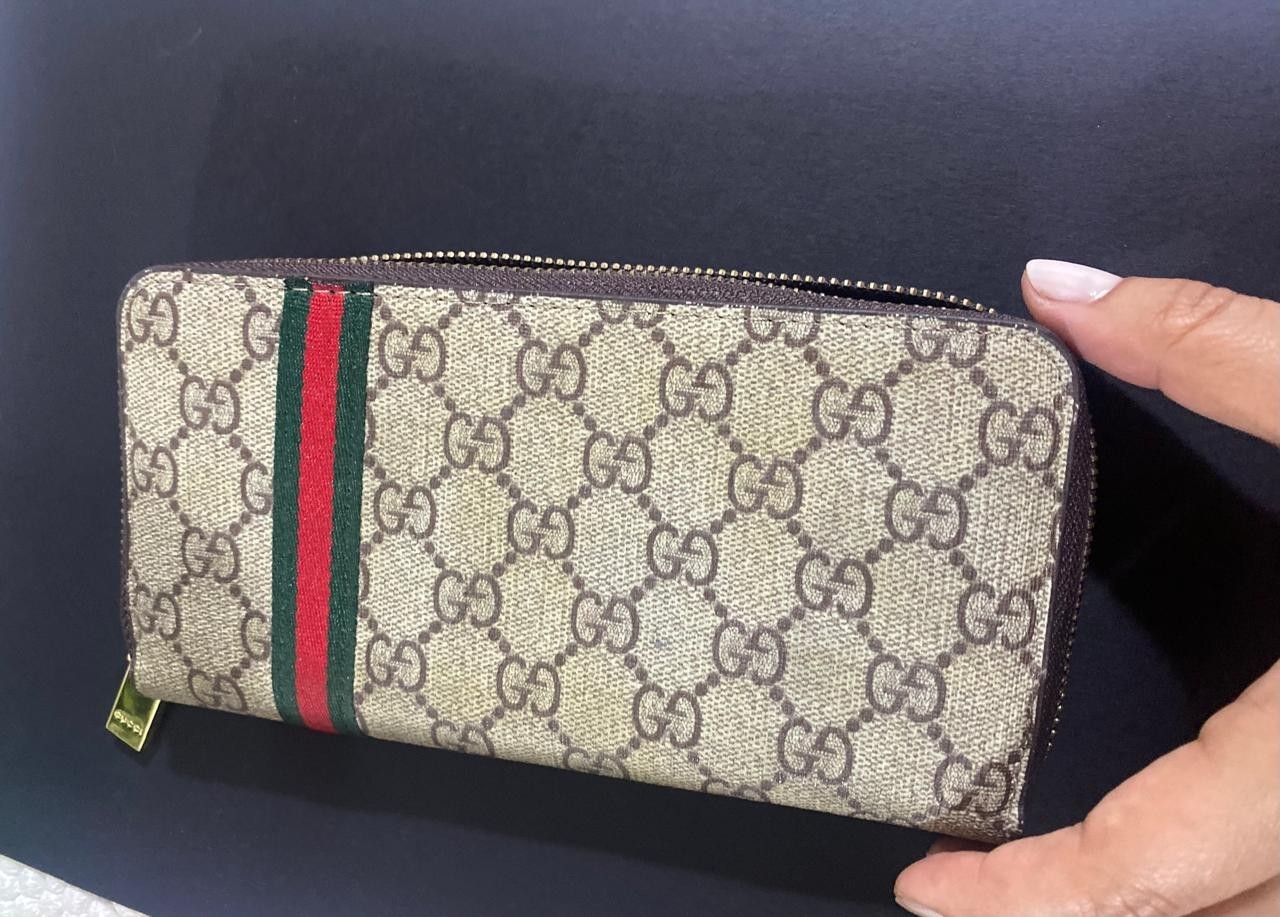 Authentic Gucci GG Supreme Ophidia Long Wallet Zip Around Coin Pocket Unisex
