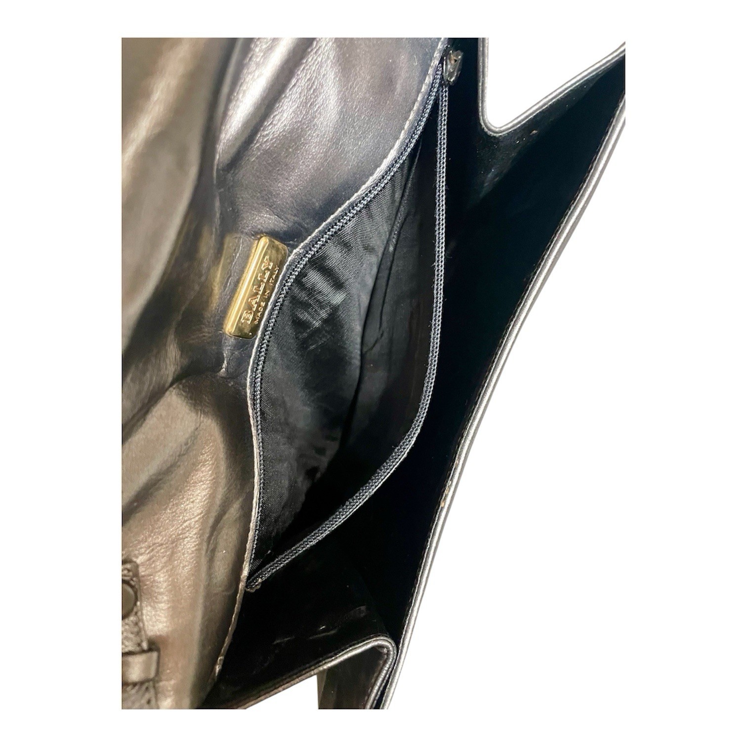 Bally Vintage Metallic Silver Leather & Snakeskin ShoulderBag Made in Italy